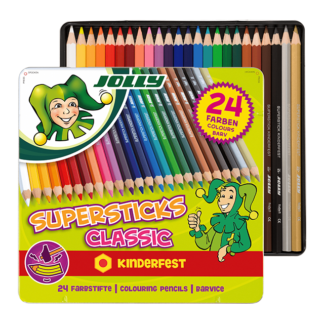Perfect for Adult and Kids Coloring Jolly Supersticks Set of 12 Premium European 4-Color Rainbow Pencils; Pink/Violet/Blue/Yellow 
